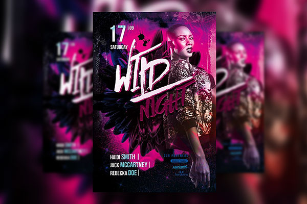 Black, Purple Night Party Flyer Template FREE PSD