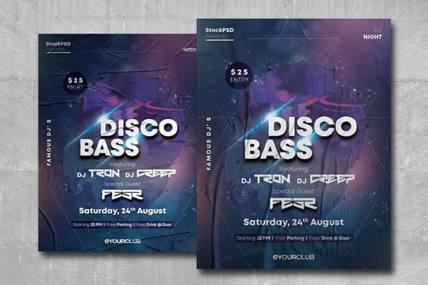 Blue Geometric Nightclub Party Poster Template FREE PSD