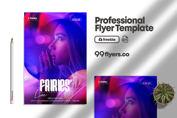 Blue, Purple Modern Night Party Flyer Template FREE PSD