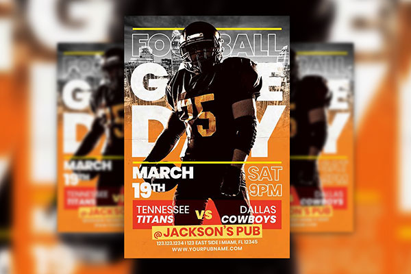 Bold Modern American Football Game Flyer Template FREE PSD