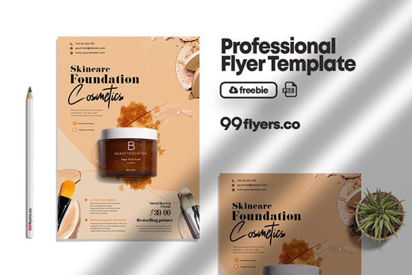 Border Modern Beauty Care Flyer Template FREE PSD
