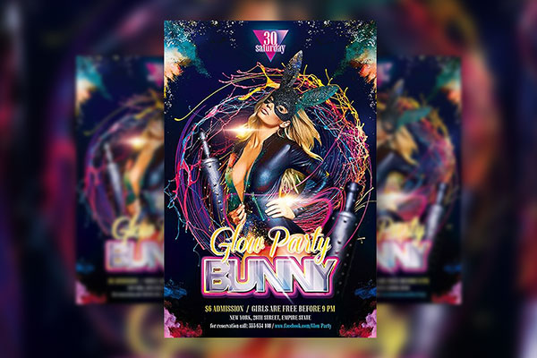Border Modern Club Party Flyer Template FREE PSD