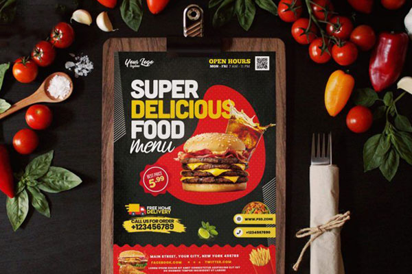 Both Sides of a Classic Food Menu Flyer Template FREE PSD