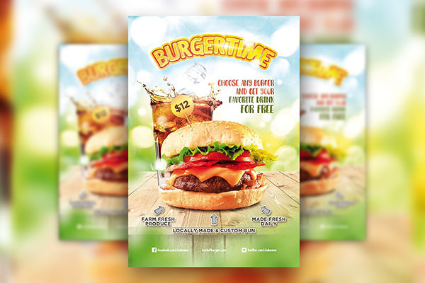 Bright, Modern Fast Food Restaurant Flyer Template FREE PSD