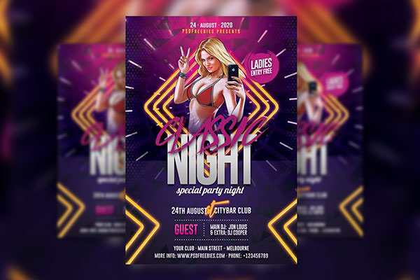 Cartoon Nightclub Party Flyer Template FREE PSD