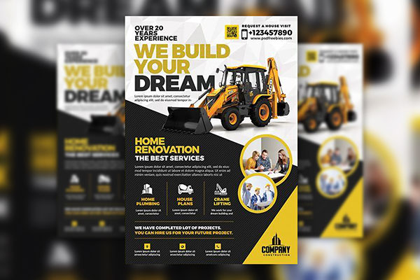 Classic Construction Company Flyer Template FREE PSD