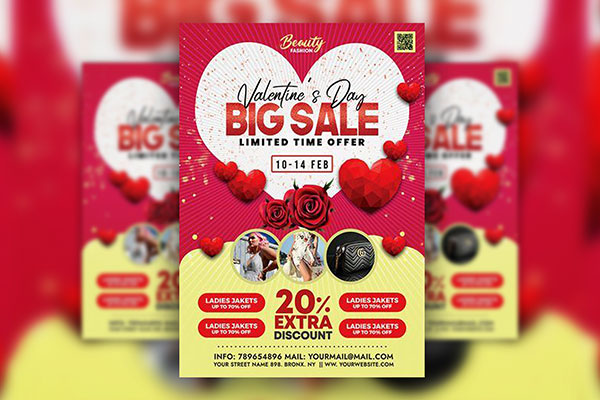 Classic Valentine Sale Flyer Template FREE PSD