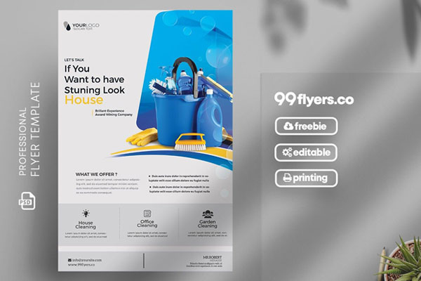 Clean Modern Cleaning Service Flyer Template FREE PSD