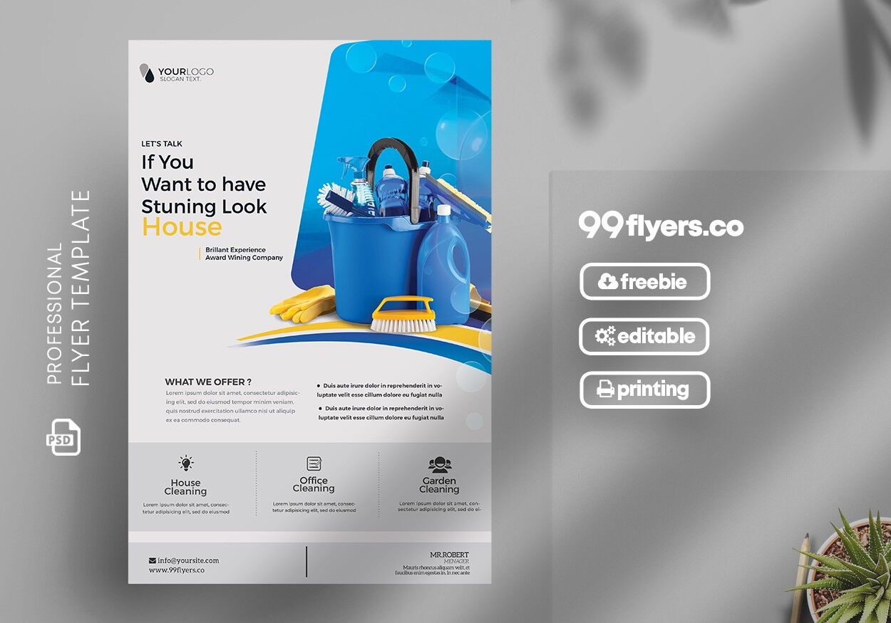 Clean Modern Cleaning Service Flyer Template FREE PSD