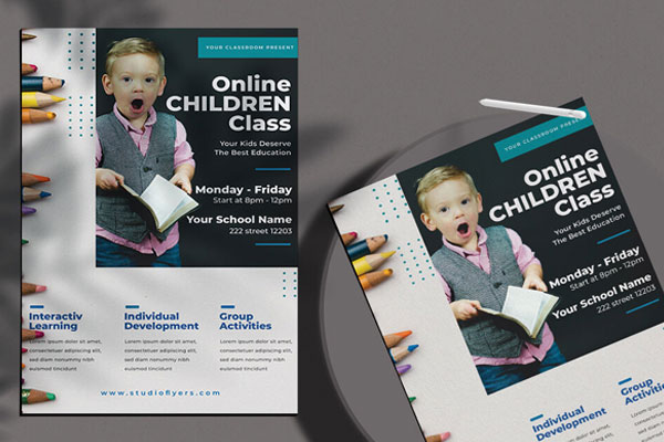 Clean Modern School Flyer Template FREE PSD
