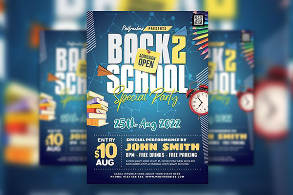 Colorful and Playful Back To School Party Flyer Template (FREE ...