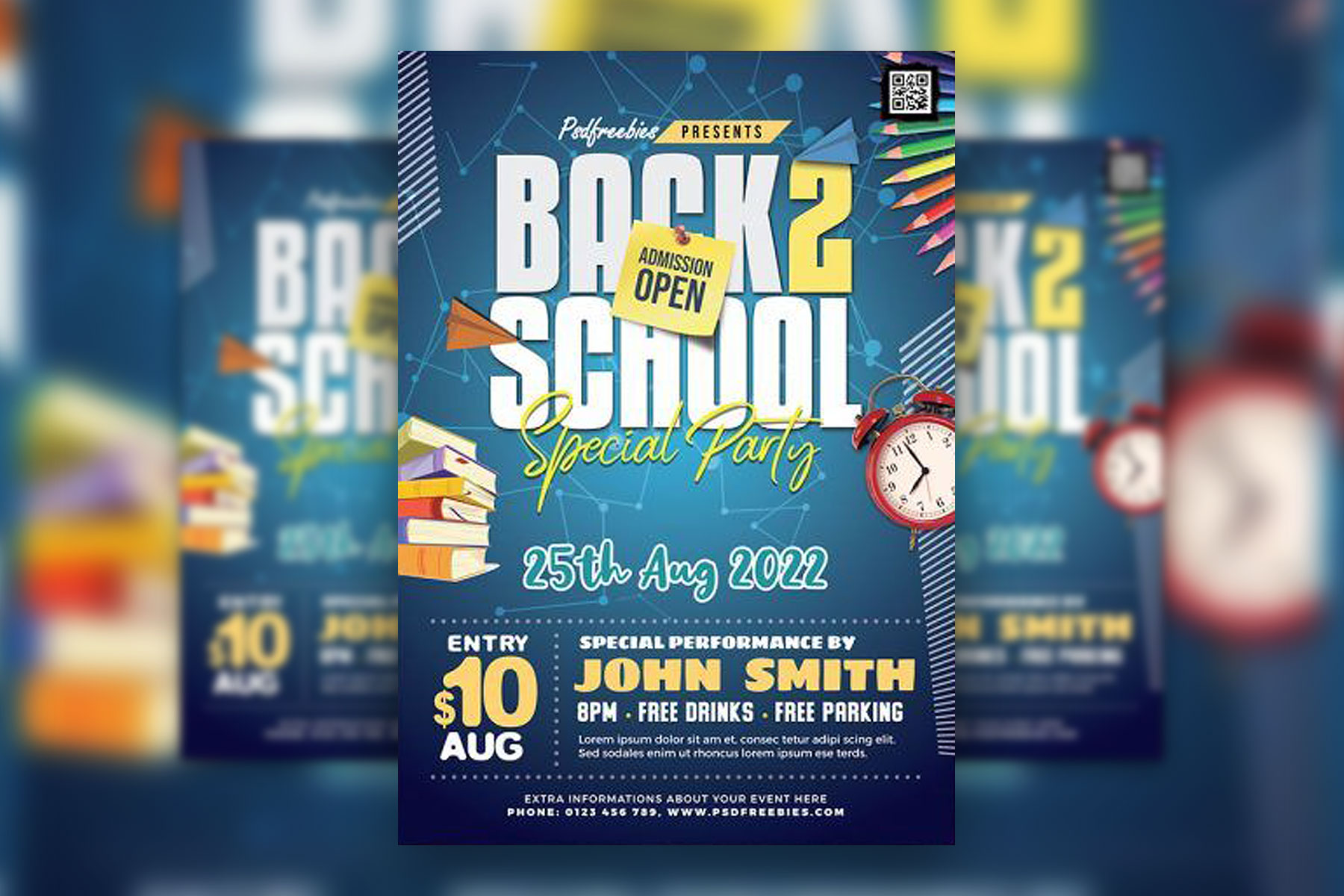 Colorful and Playful Back To School Party Flyer Template (FREE