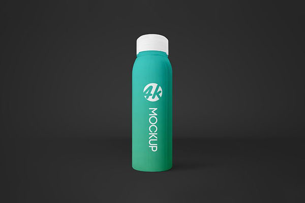 Cylindrical Bottle Mockup Standing in the Front View FREE PSD