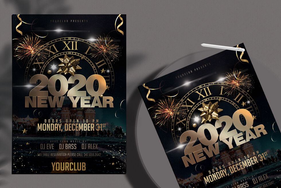 Elegant Black and Gold New Year Eve Flyer Template Free Download ...