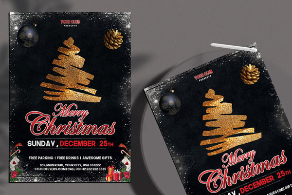 Elegant Christmas Event Flyer Template FREE PSD