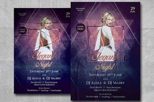 Elegant Nightclub Event Flyer Template FREE PSD