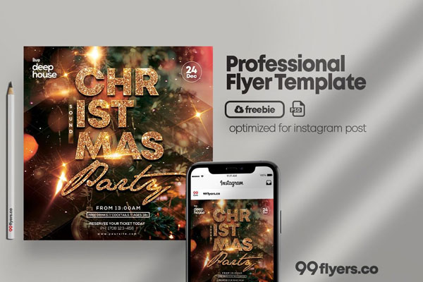 Festive Christmas Party Instagram Post Template FREE PSD