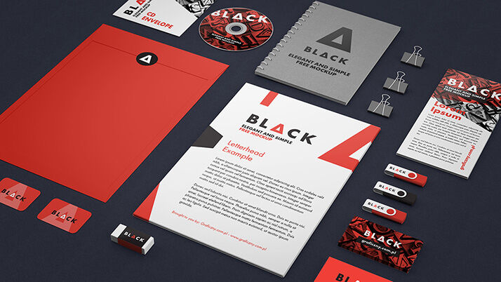 Five Mockups of Professional Corporate Identity Set in Different Angles FREE PSD