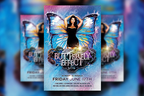 Floral Splash Party Flyer Template FREE PSD
