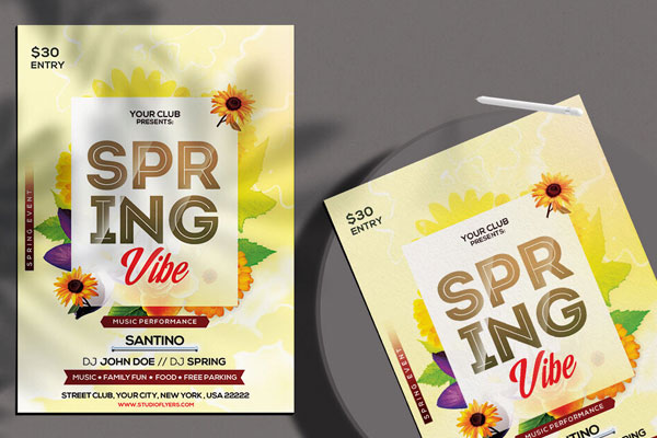 Floral Spring Event Flyer Template FREE PSD