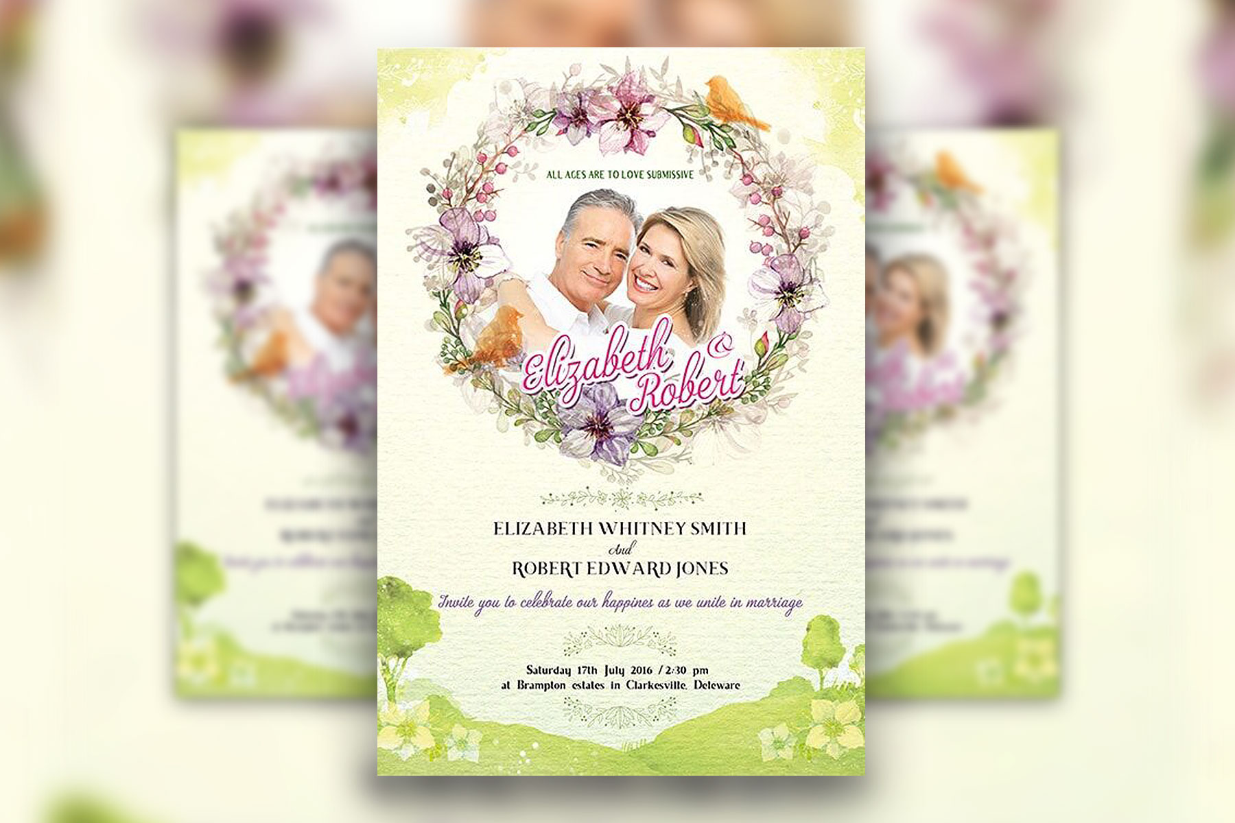 Floral Wedding Invitation and Flyer Template (FREE) Resource Boy