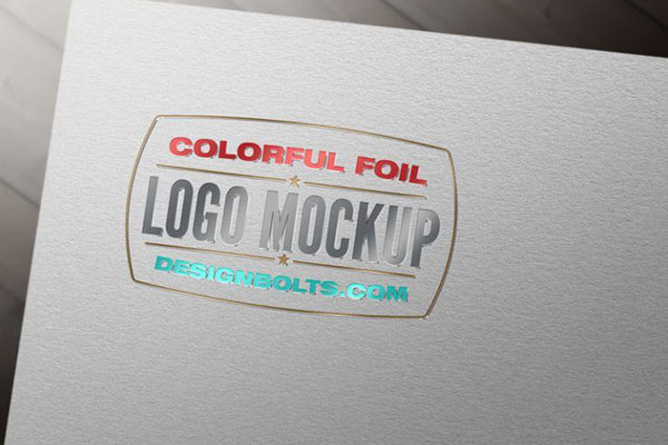 Foil Logo on Textured Paper in Top View Mockup FREE PSD