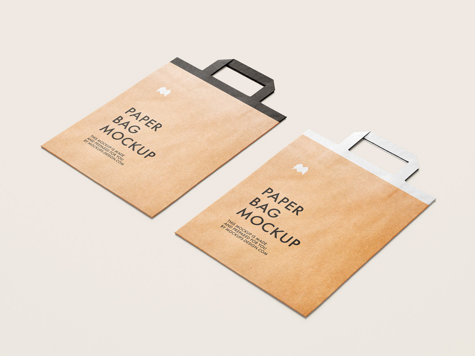 Four Mockups Showing Overhead and Perspective View of Flattened Paper Bags FREE PSD