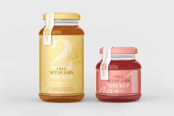 Front and Perspective View of Two Jar Set Mockups FREE PSD