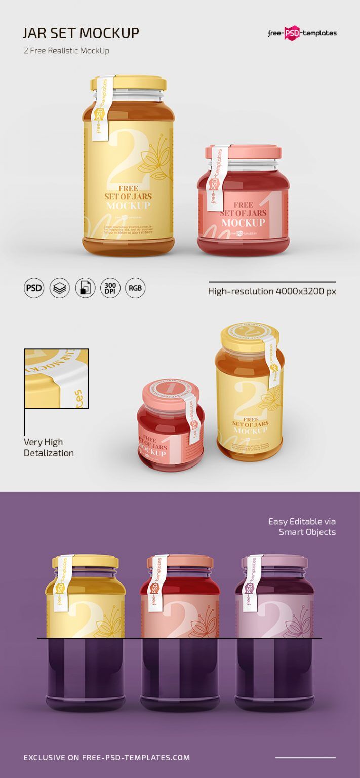 Front and Perspective View of Two Jar Set Mockups Free Download ...