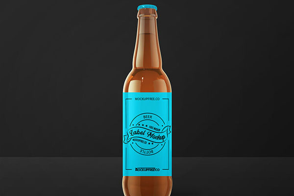 Front View Amber Beer Bottle Label Mockup with Metal Lid FREE PSD