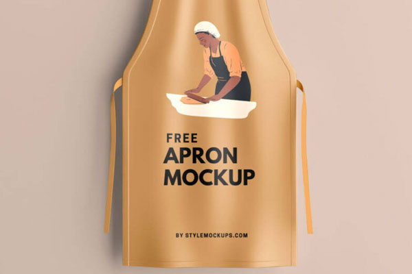 Front View Apron on Wooden Hanger Mockup FREE PSD