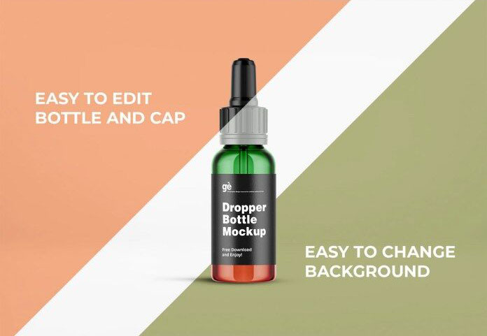 Front View Dropper Bottle Mockup Standing in Plain Setting FREE PSD