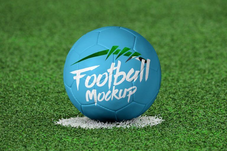Front View Football Mockup on White Mark on Football Pitch FREE PSD