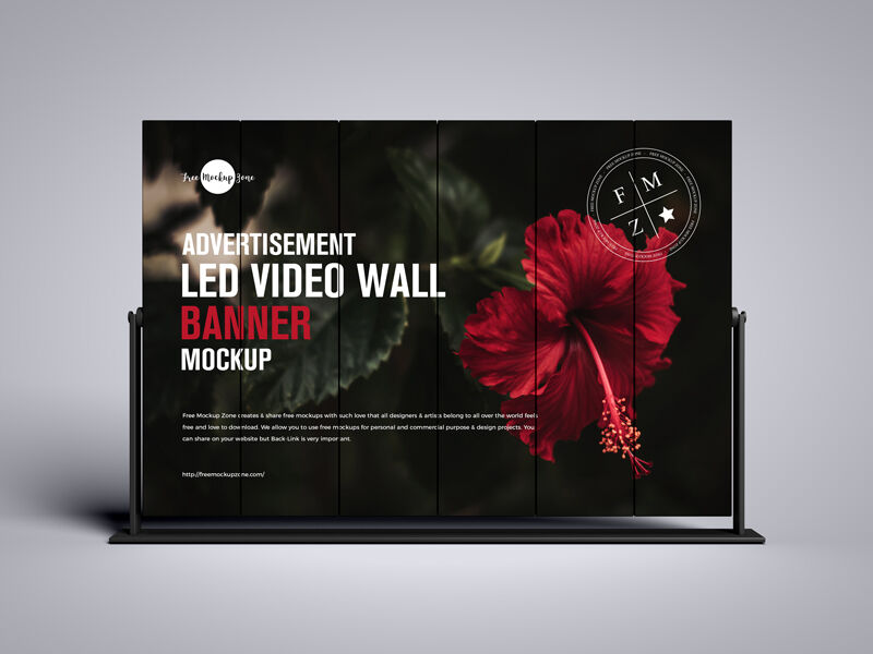 Front-View LED Video Wall Banner Mockup FREE PSD