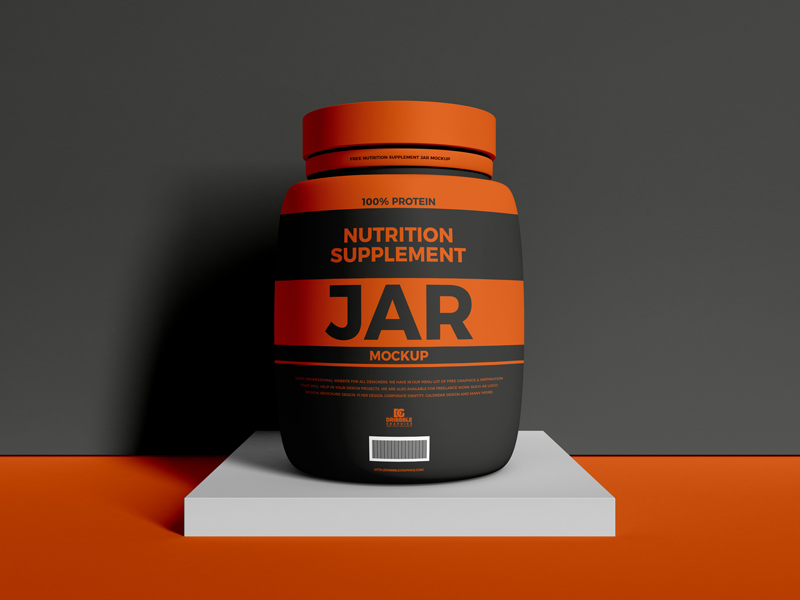 Front View Nutrition Supplement Jar Mockup FREE PSD