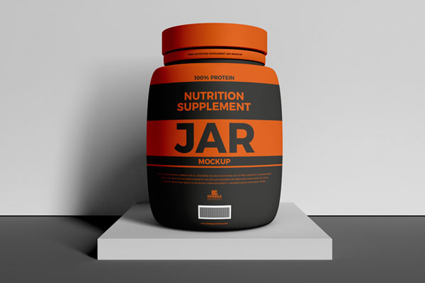 Front View Nutrition Supplement Jar Mockup FREE PSD
