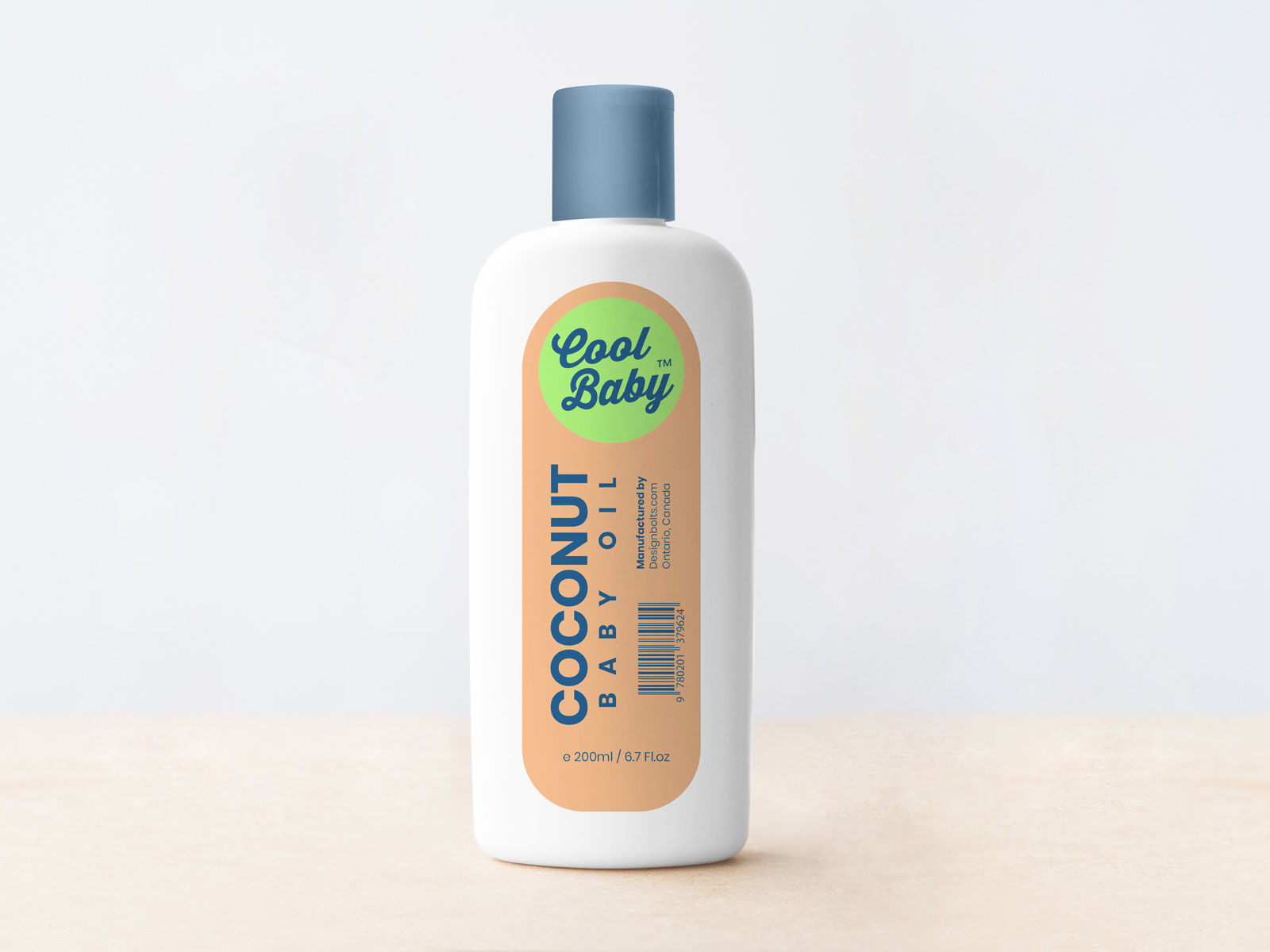 Front View of a Baby Cream/Oil Plastic Bottle Mockup FREE PSD