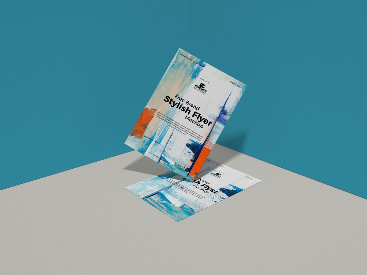 Front View of a Floating Flyer Mockup FREE PSD