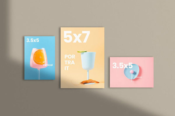 Front View of a Flyer and Two Cards Mockup FREE PSD