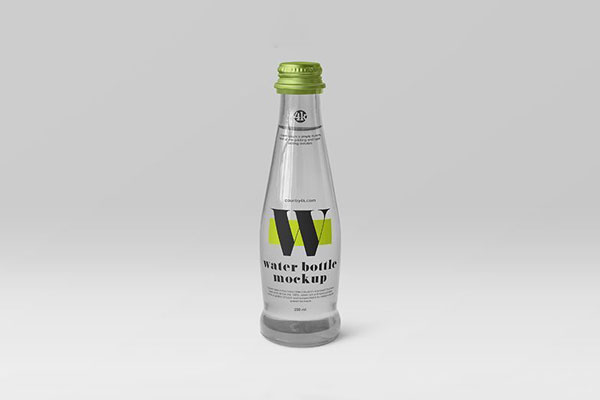 Front View of a Realistic Glass Water Bottle Mockup FREE PSD