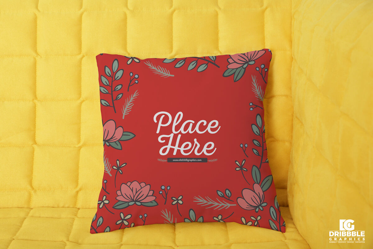 Front View of Square Pillow Mockup FREE PSD
