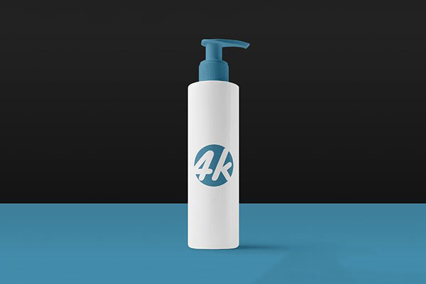 Front View of Standing Cosmetic Dispenser Bottle Mockup FREE PSD