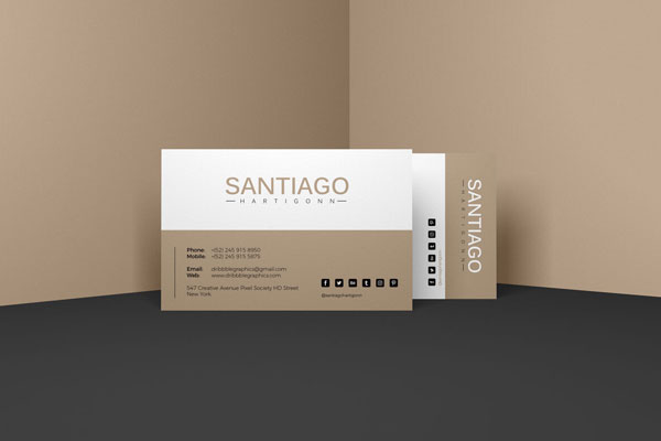 Front View of Two Business Cards ahead of Walls Mockup FREE PSD