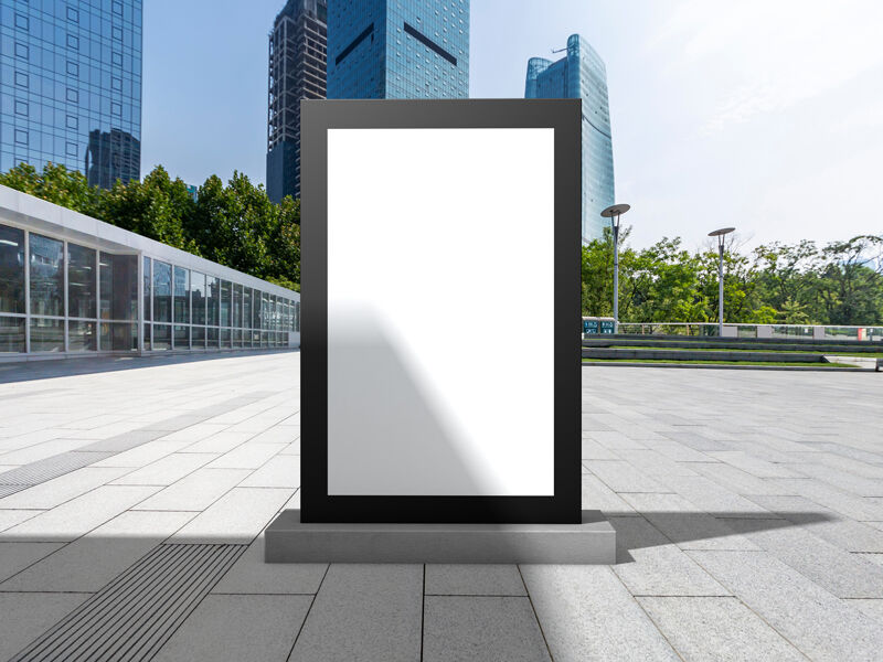 Front View Pavement Billboard Mockup In Outdoor Setting Free Download