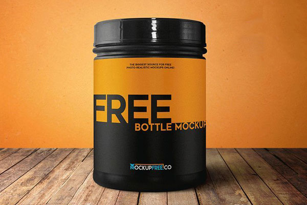 Front View Stand-up Sports Nutrition Can Label Mockup FREE PSD