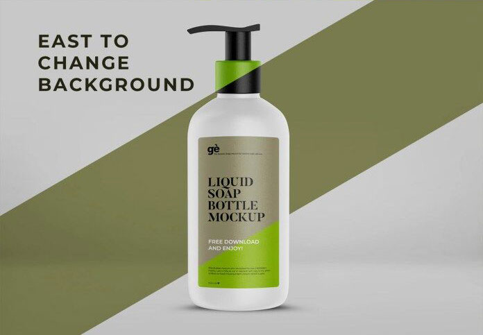 Front View Standing Liquid Soap Bottle Mockup FREE PSD