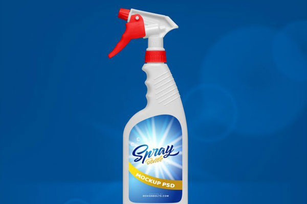Front View Standing Opaque Plastic Spray Bottle Mockup FREE PSD