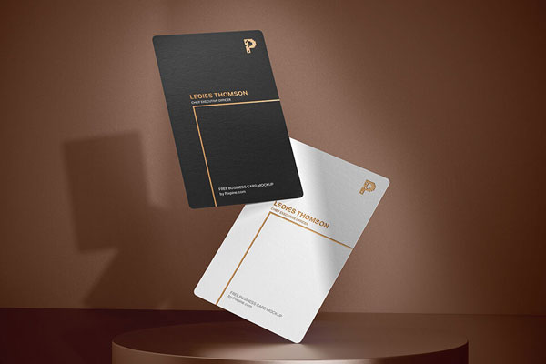 Front View Two Floating Vertical Business Cards Mockup FREE PSD