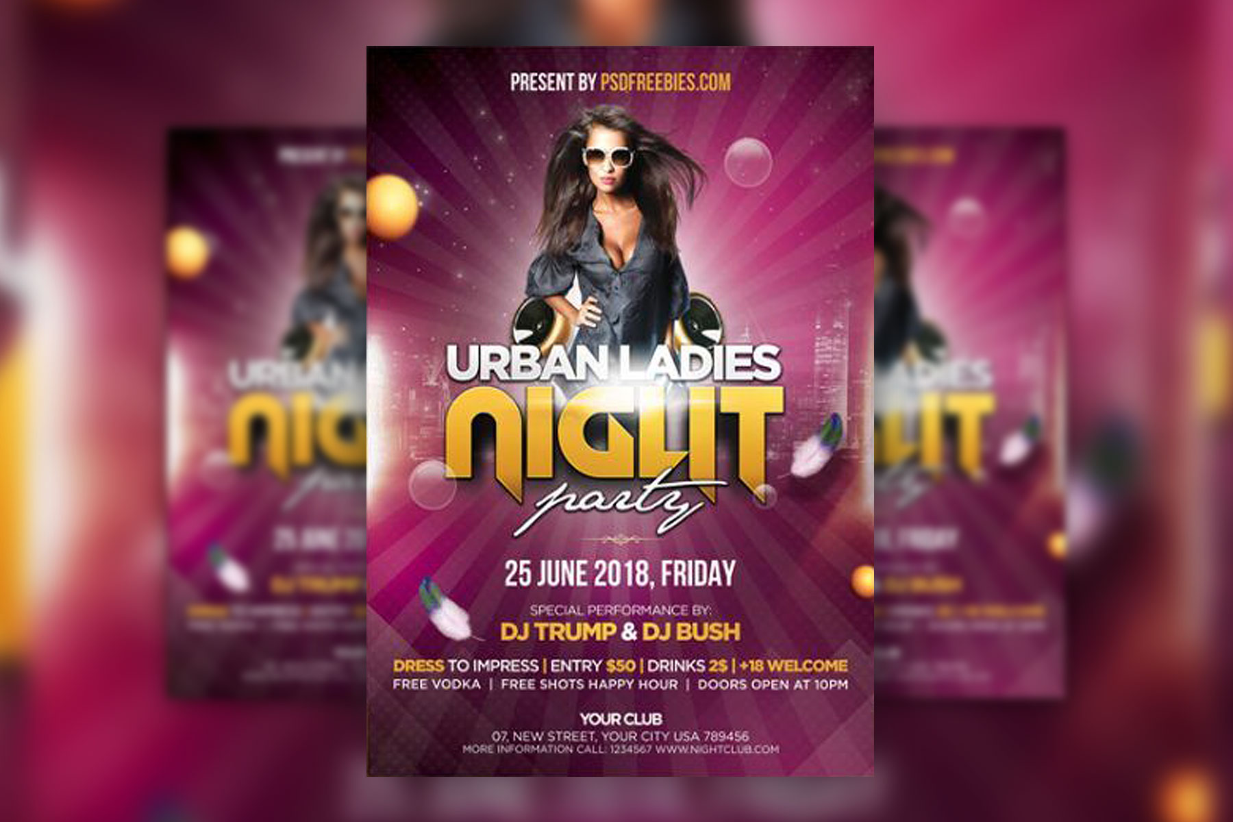 Funky Ladies Night Party Flyer Template Free Download | Resource Boy