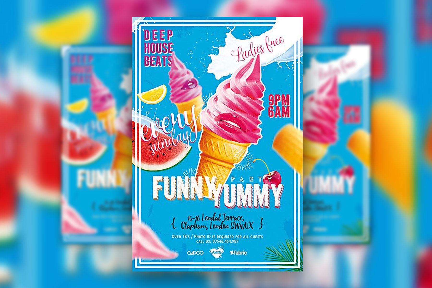 Funny Yummy Party Flyer Template FREE PSD